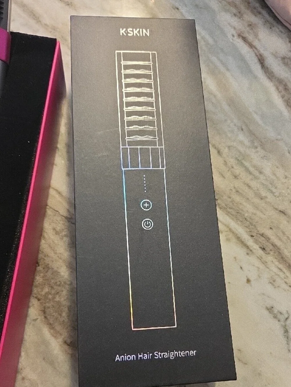 Skin Pink and Black Anion Hair Straightener Brush